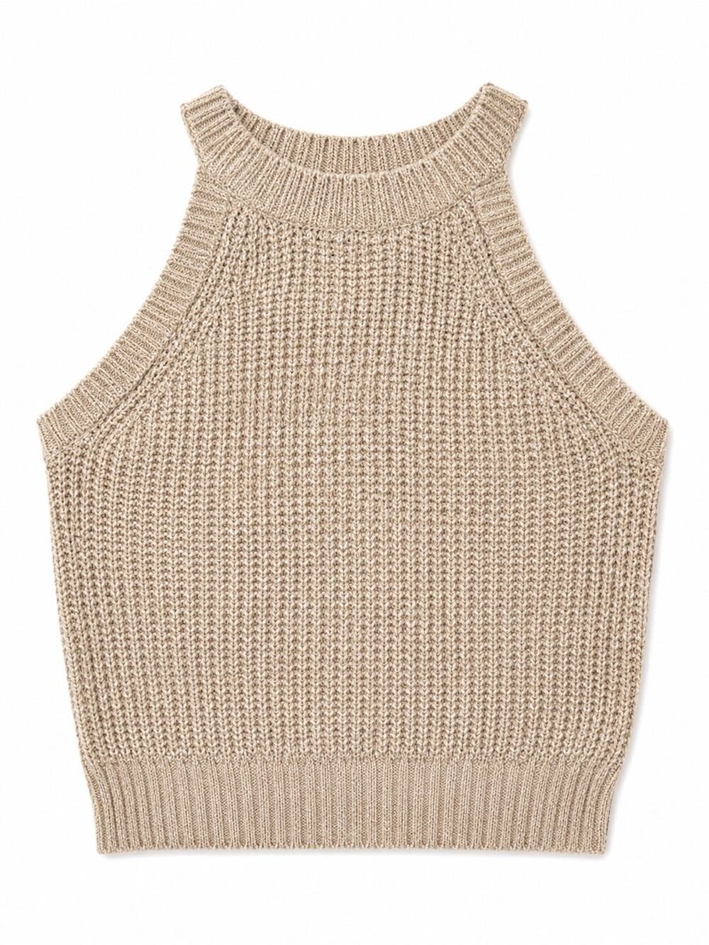 H&M Divided Beige Knit Halter Sweater Tank Top Size Large